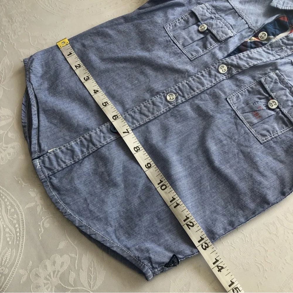 Guess Blue Jeans Denim Button-Up Shirt Boys Size S (4) Long Sleeves Collared - Picture 8 of 15
